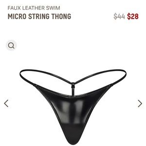 SKIMS Micro Thong Faux Patent/Pleather Swim Bottom